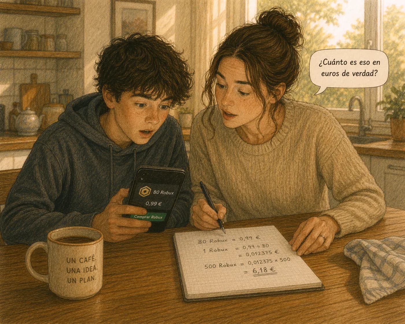 Inés y Leo traducen el precio de un ítem de Roblox a euros: la abstracción de la moneda virtual que la ley intenta regular